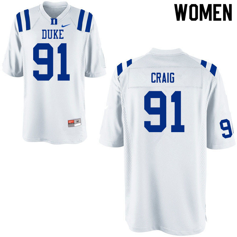 Women #91 Ahmad Craig Duke White Devils College Football Jerseys Sale-White